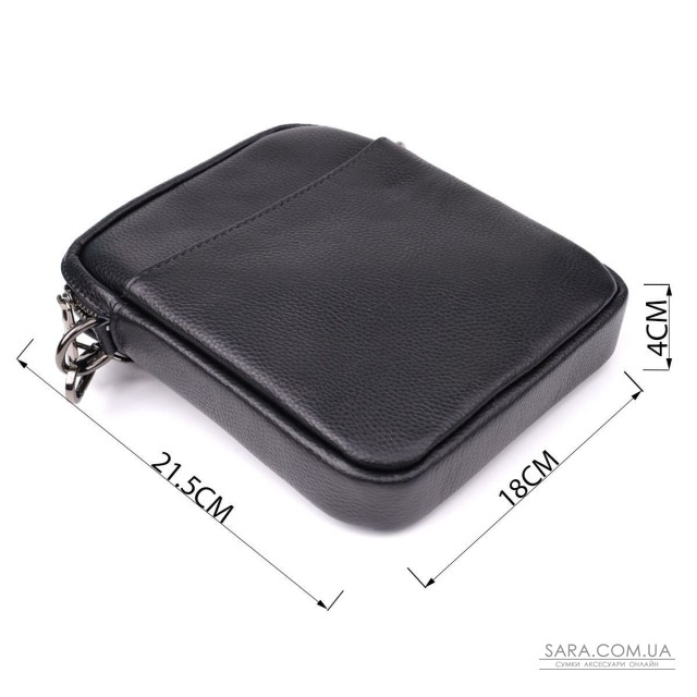 Компактная мужская сумка на плечо из натуральной кожи Vintage 23021 Черный Компактная мужская сумка на плечо из натуральной кожи Vintage 23021 Черный