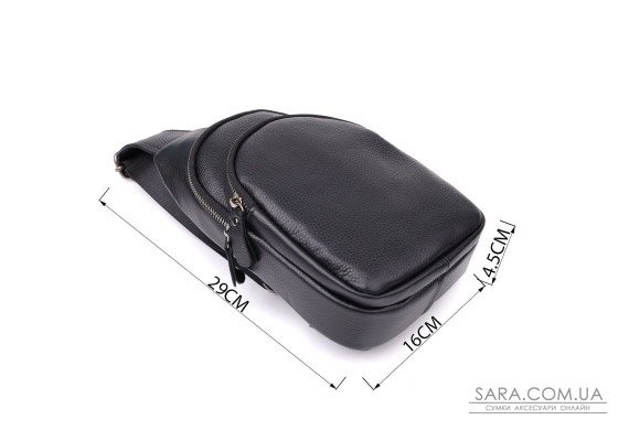 Чоловіча сумка через плече з натуральної шкіри Vintage 23032 Чорний Чоловіча сумка через плече з натуральної шкіри Vintage 23032 Чорний