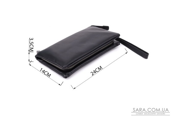 Чоловічий клатч із натуральної шкіри Vintage 23035 Чорний Чоловічий клатч із натуральної шкіри Vintage 23035 Чорний