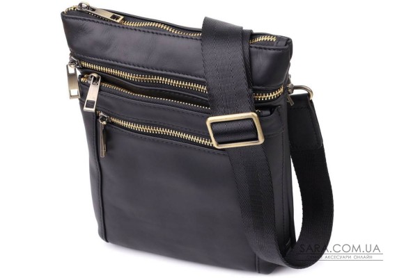 Повсякденна чоловіча сумка з натуральної шкіри Vintage 23037 Чорний Повсякденна чоловіча сумка з натуральної шкіри Vintage 23037 Чорний