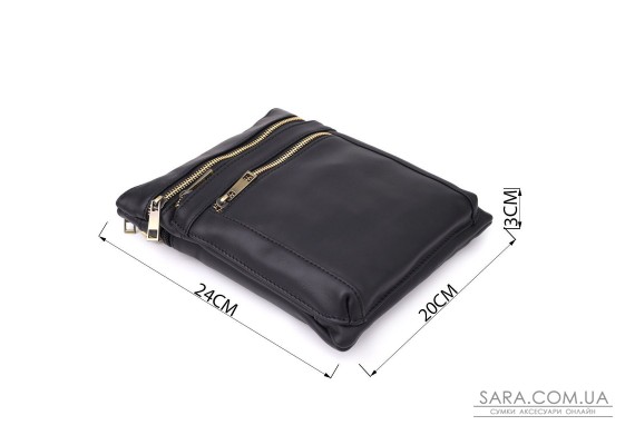 Повсякденна чоловіча сумка з натуральної шкіри Vintage 23037 Чорний Повсякденна чоловіча сумка з натуральної шкіри Vintage 23037 Чорний