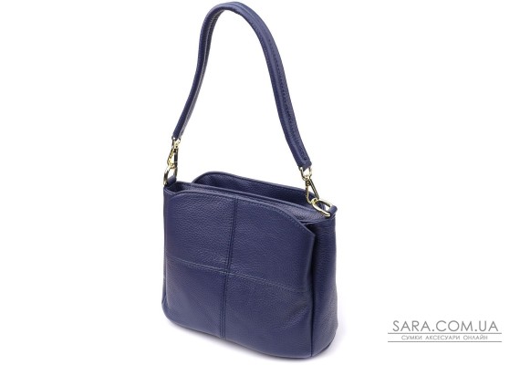 Жіноча сумка з натуральної шкіри з трьома відділеннями Vintage 22976 Синій
