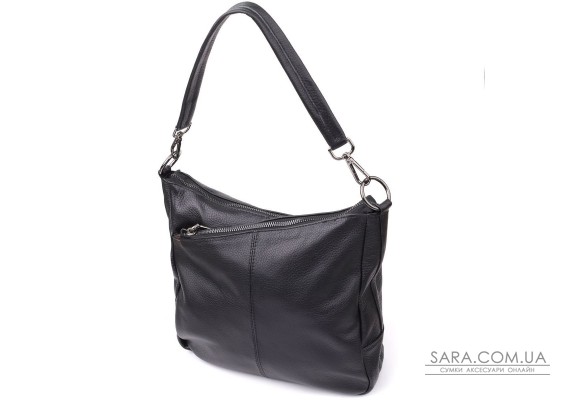 Жіноча сумка з двома ремінцями з натуральної шкіри Vintage 23053 Чорний