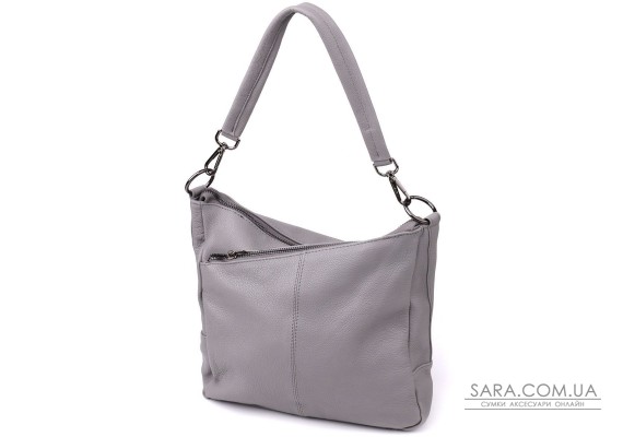 Жіноча сумка з двома ремінцями із натуральної шкіри Vintage 23054 Сірий