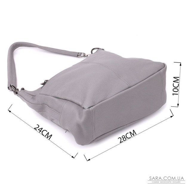 Жіноча сумка з двома ремінцями із натуральної шкіри Vintage 23054 Сірий Жіноча сумка з двома ремінцями із натуральної шкіри Vintage 23054 Сірий