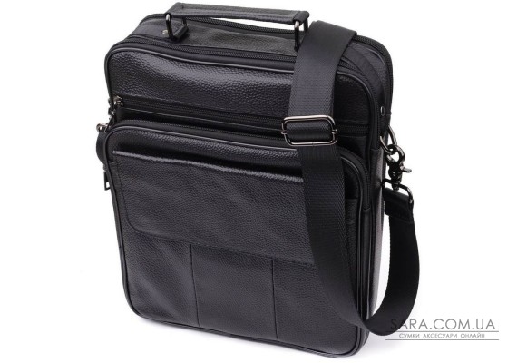 Містка чоловіча сумка з ручкою для перенесення в руці з натуральної шкіри Vintage 23023 Чорний Містка чоловіча сумка з ручкою для перенесення в руці з натуральної шкіри Vintage 23023 Чорний