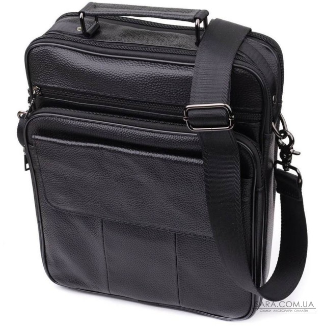 Вместительная мужская сумка с ручкой для переноса в руке из натуральной кожи Vintage 23023 Черный Вместительная мужская сумка с ручкой для переноса в руке из натуральной кожи Vintage 23023 Черный