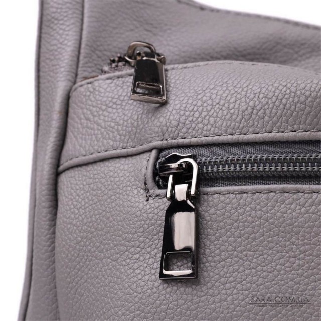 Жіноча сумка з двома ремінцями із натуральної шкіри Vintage 23054 Сірий Жіноча сумка з двома ремінцями із натуральної шкіри Vintage 23054 Сірий