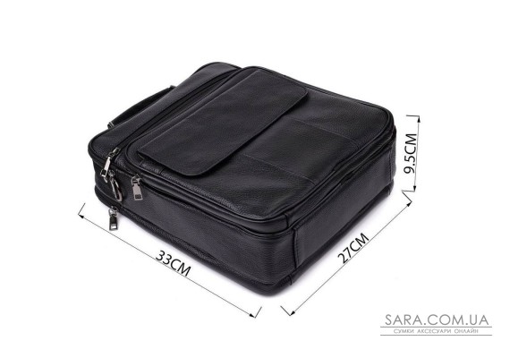 Містка чоловіча сумка з ручкою для перенесення в руці з натуральної шкіри Vintage 23023 Чорний Містка чоловіча сумка з ручкою для перенесення в руці з натуральної шкіри Vintage 23023 Чорний