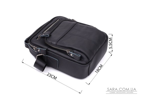 Ділова чоловіча сумка з натуральної шкіри Vintage 23036 Чорний Ділова чоловіча сумка з натуральної шкіри Vintage 23036 Чорний