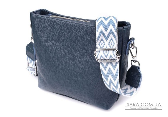Повсякденна сумка жіноча на плече з натуральної шкіри Vintage 22911 Блакитний
