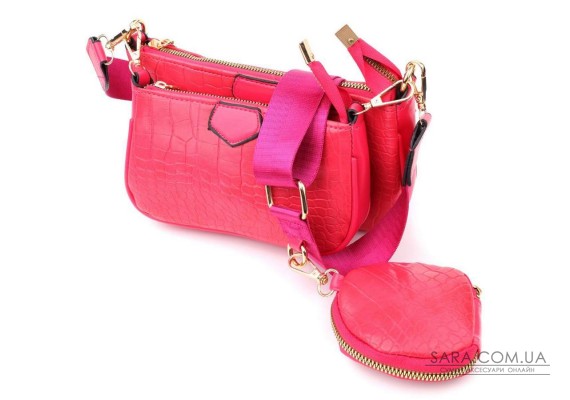 Жіночий зручний подвійний клатч із екошкіри Vintage sale_15136 Рожевий