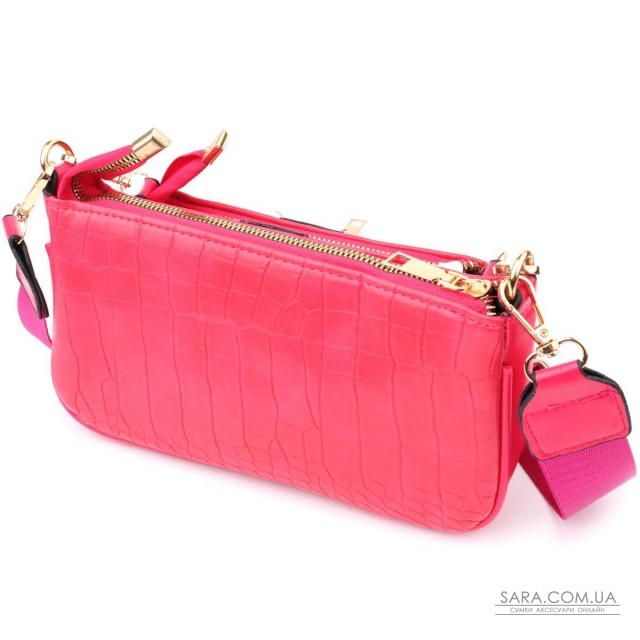 Жіночий зручний подвійний клатч із екошкіри Vintage sale_15136 Рожевий Жіночий зручний подвійний клатч із екошкіри Vintage sale_15136 Рожевий