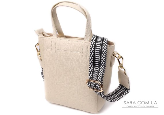 Сумка для жінок із натуральної шкіри з модним трапецієподібним кроєм Vintage 22917 Білий