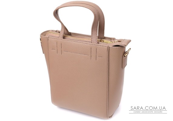 Сумка жіноча з натуральної шкіри у формі трапеції Vintage 22918 Бежевий
