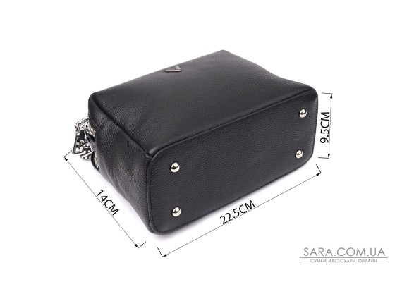 Жіноча сумка на два відділення з натуральної шкіри Vintage 22919 Чорний
