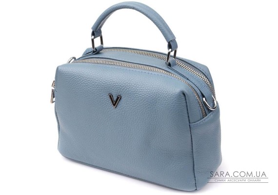 Сумка жіноча з двома секціями з натуральної шкіри Vintage 22920 Блакитний