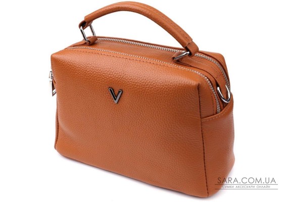 Жіноча сумка з натуральної шкіри з подвійним внутрішнім простором Vintage 22921 Рудий
