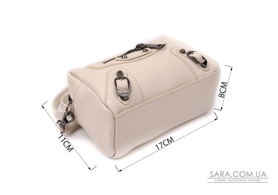 Компактна сумка жіноча з трендовим декором з натуральної шкіри Vintage 22923 Білий