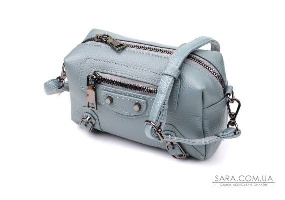 Жіноча сумка з натуральної шкіри із сучасним декором Vintage 22925 Блакитний