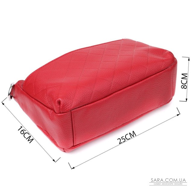 Жіноча шкіряна сумка з двома зручними ремінцями Vintage 22927 Червоний Жіноча шкіряна сумка з двома зручними ремінцями Vintage 22927 Червоний