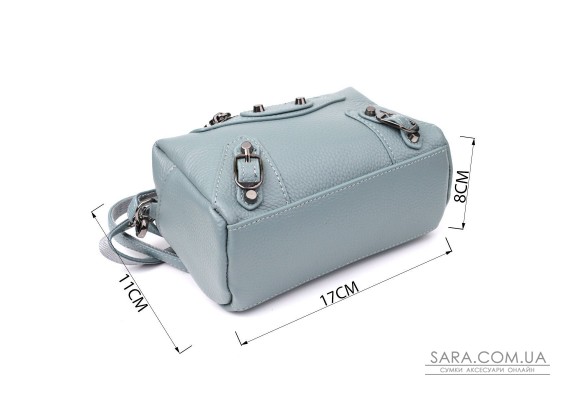 Жіноча сумка з натуральної шкіри із сучасним декором Vintage 22925 Блакитний