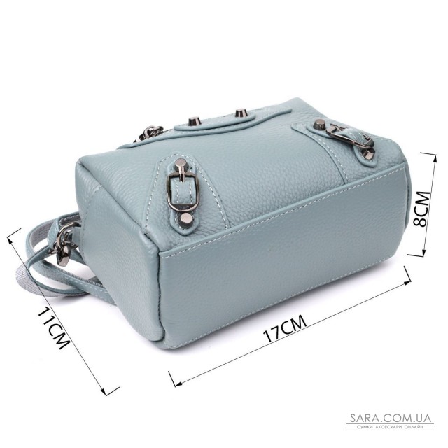 Жіноча сумка з натуральної шкіри із сучасним декором Vintage 22925 Блакитний Жіноча сумка з натуральної шкіри із сучасним декором Vintage 22925 Блакитний