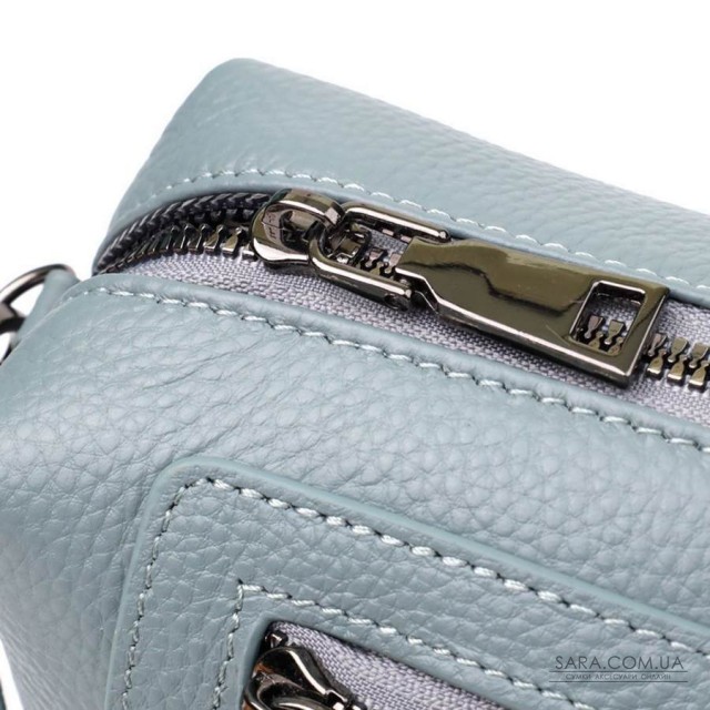 Жіноча сумка з натуральної шкіри із сучасним декором Vintage 22925 Блакитний Жіноча сумка з натуральної шкіри із сучасним декором Vintage 22925 Блакитний