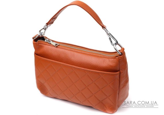 Жіноча сумка з натуральної шкіри з двома ремінцями Vintage 22929 Рудий