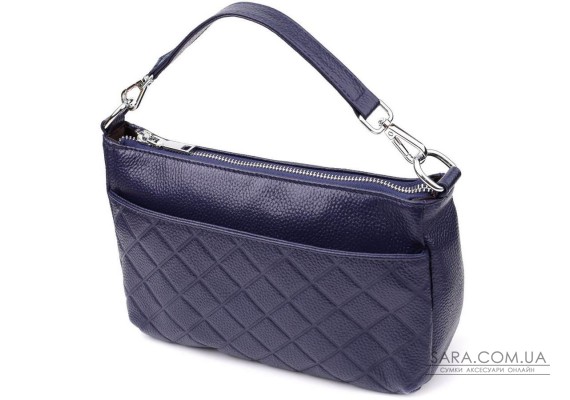 Сумка жіноча з натуральної шкіри з двома ремінцями Vintage 22928 Синій