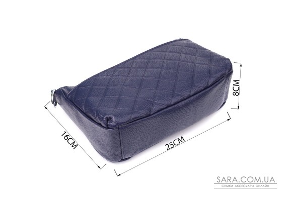 Сумка жіноча з натуральної шкіри з двома ремінцями Vintage 22928 Синій