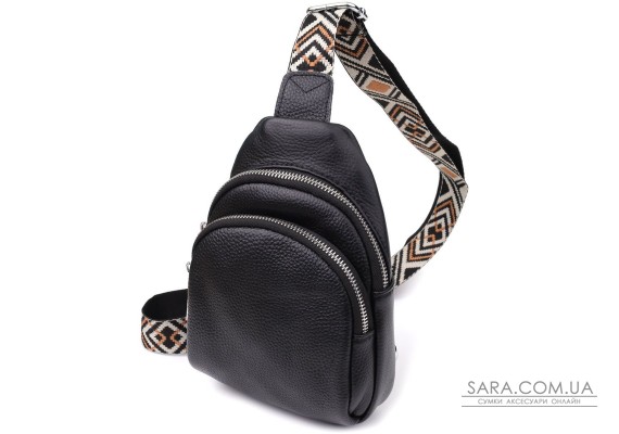 Жіноча сумка слінг із натуральної шкіри Vintage 22935 Чорний