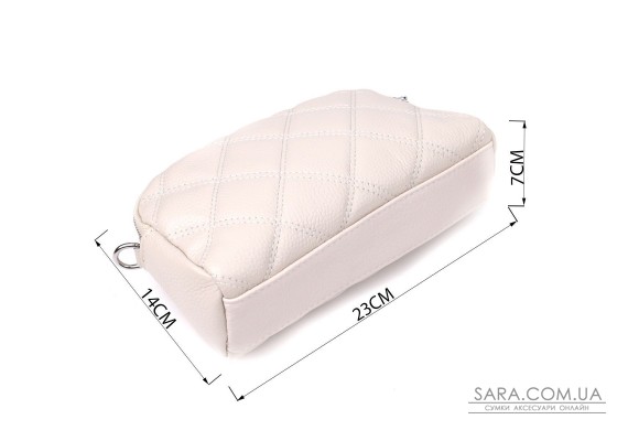 Модна жіноча сумка прошита ромбами з натуральної шкіри Vintage 22931 Білий