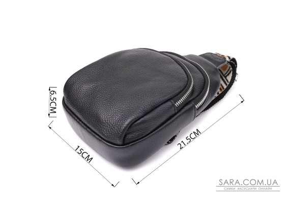 Жіноча сумка слінг із натуральної шкіри Vintage 22935 Чорний