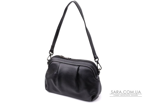 Женская сумка из мягкой натуральной кожи с акцентом на драпировку Vintage 22896 Черный