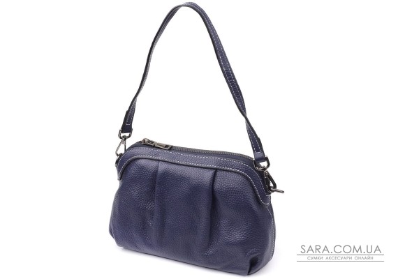 Женская кожаная сумка с эффектной драпировкой Vintage 22897 Синий