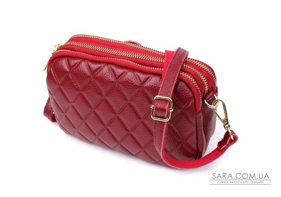 Сумка на три отделения для женщин из натуральной кожи Vintage 22889 Бордовый