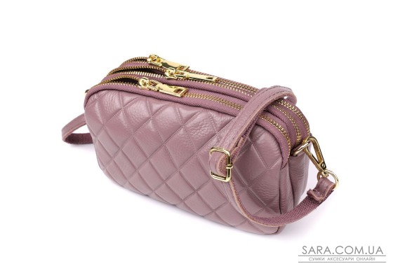 Женская сумка из натуральной кожи с тремя секциями Vintage 22891 Пурпурный