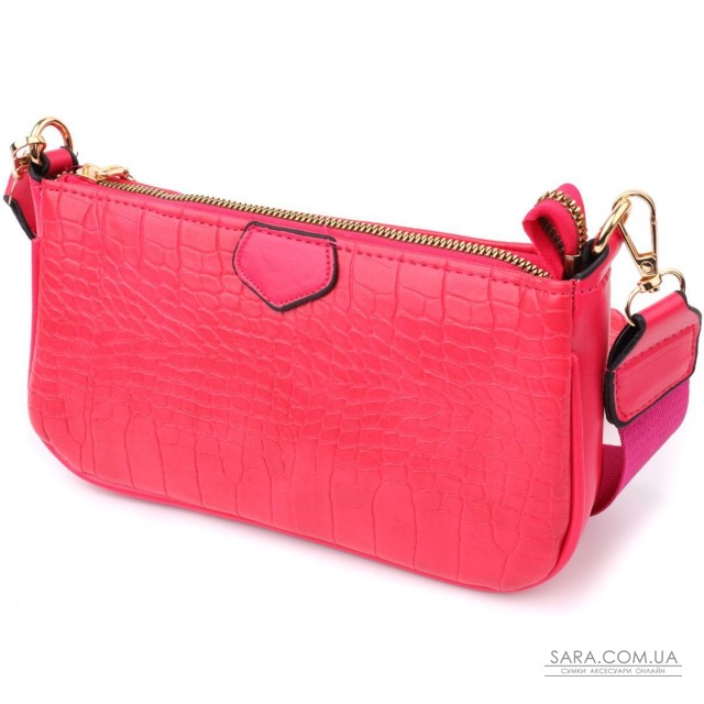 Жіночий зручний подвійний клатч із екошкіри Vintage sale_15136 Рожевий Жіночий зручний подвійний клатч із екошкіри Vintage sale_15136 Рожевий