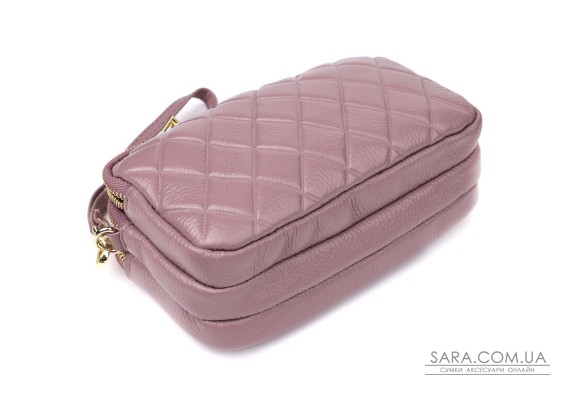 Женская сумка из натуральной кожи с тремя секциями Vintage 22891 Пурпурный