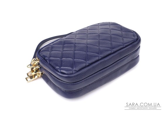 Кожаная сумка на три отделения для женщин Vintage 22892 Синий