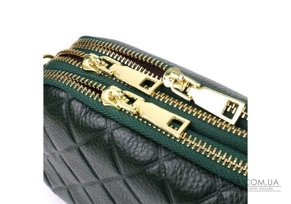 Кожаная сумка на три отделения для женщин Vintage 22893 Зеленый