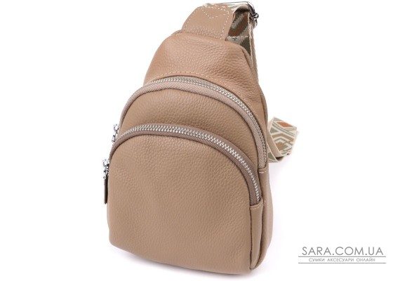 Слинг сумка из натуральной кожи для женщин Vintage 22939 Бежевый