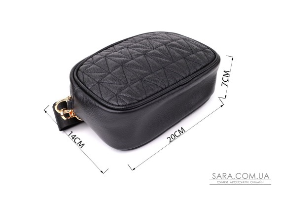 Компактная стеганая сумка для женщин из натуральной кожи Vintage 22894 Черный