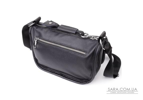 Полукруглая сумка для женщин из натуральной кожи Vintage 22905 Черный