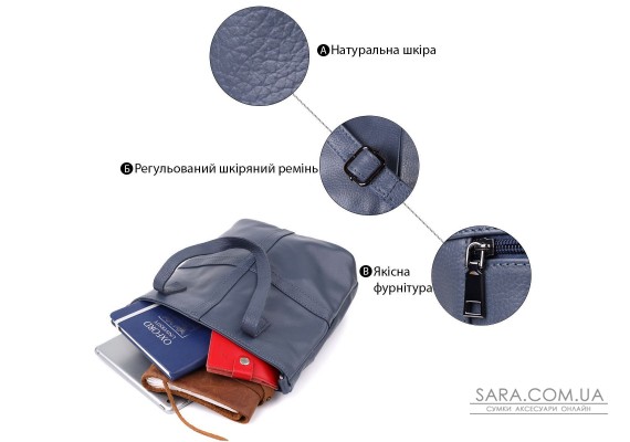 Красивая женская сумка из натуральной кожи Vintage 22995 Синий