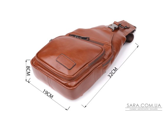 Чоловіча сумка через плече з натуральної шкіри Vintage 23049 Рудий
