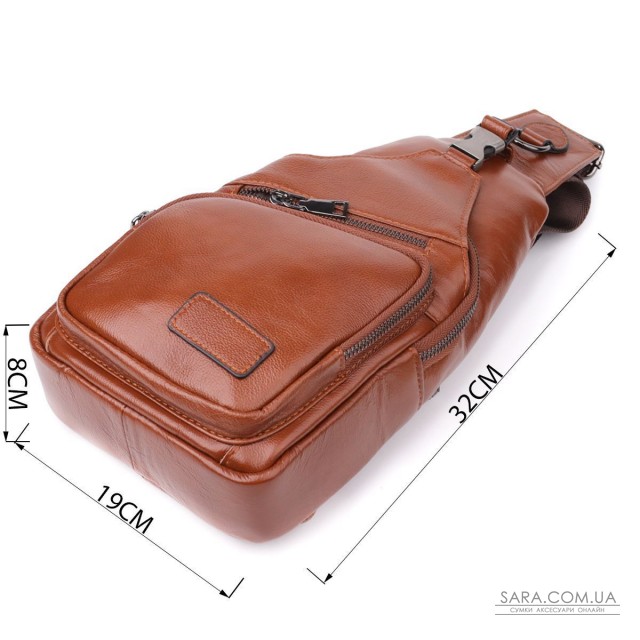 Чоловіча сумка через плече з натуральної шкіри Vintage 23049 Рудий Чоловіча сумка через плече з натуральної шкіри Vintage 23049 Рудий