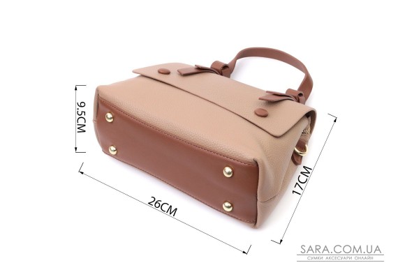 Деловая сумка для женщин с короткой ручкой из натуральной кожи Vintage 22668 Коричневая