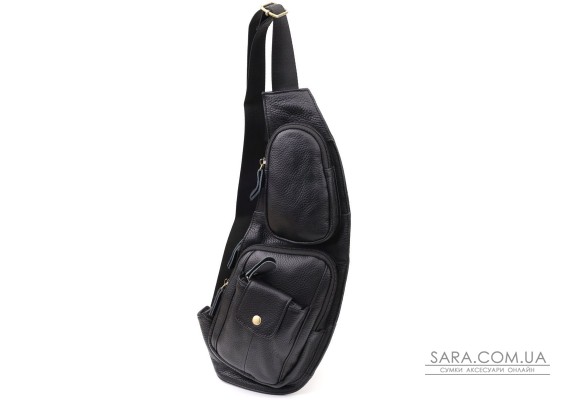 Чоловіча сумка з великою кількістю кишень із натуральної шкіри Vintage 22961 Чорний Чоловіча сумка з великою кількістю кишень із натуральної шкіри Vintage 22961 Чорний